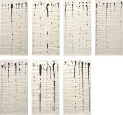 56 Brush Strokes by Rosemarie Trockel, 1990, Indian ink on wove paper, in 7 parts, sold Mar 2017