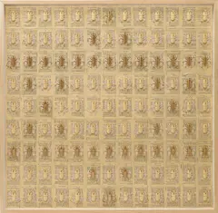 Pietro Ruffo, Beetle Flag, 2008, oil, paper and nails on board, in artist's frame