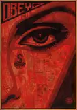 Shepard Fairey, Eye Alert (Red), 2010, mixed media on canvas, in artist's frame