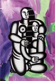 Anselm Reyle, Les deux figures (nues sur fond abstrait turbulent), 2006, oil on canvas