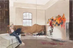 Jam Session I by Andy Denzler, 2011, oil on canvas, diptych, sold Mar 2017