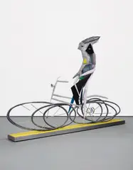 Ryan Johnson, Bicycle, 2012, acrylic, tape, clay, rebar, aluminium and plywood