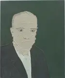Michael Raedecker, Tronies #1, 1998, acrylic, talc and thread on linen