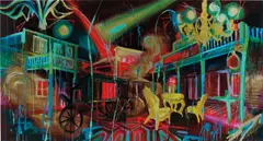 The Widow Garret's View of Deadwood by Rosson Crow, 2007, oil, acrylic and enamel on canvas, sold Apr 2017