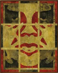 Repetition Works Icon by Shepard Fairey, 2011, mixed media on canvas, in artist's frame, sold Apr 2017