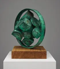 Molecule by Oleksii Zolotariov, 2014, bronze and wood, sold Apr 2017