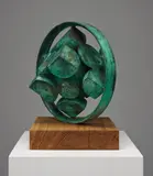 Oleksii Zolotariov, Molecule, 2014, bronze and wood