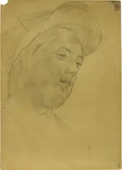 Young man in a cap by Stanley Spencer, 1923, pencil on paper, sold Apr 2017
