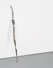 Jim Lambie, Psychedelicsoulstick #8, 1999, silk coloured thread, broken Buddha, beads, wire and bamboo