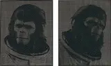 Joe Black, Two works: (i) Ape 02 (ii) Ape 03, 2008, ball bearings fixed to an aluminium board, in artist's frame