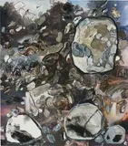 Carter, Three Portraits, three Rocks, and One-Hundred and Thirty-One Abstract Paintings on Fifteen Landscapes, 2007, acrylic, paper and gel on canvas