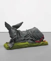 Christian Holstad, House Training #18 (dancing goats), 2006, wool, foam, polyester, fabric and tie
