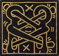 Keith Haring, Untitled, 1984, metallic gold paint and black enamel on sheet metal