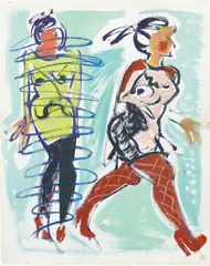 Untitled (Study for Blue Scribble) by Ella Kruglyanskaya, 2013, oil and oil pastel on gessoed paper, sold Jun 2017