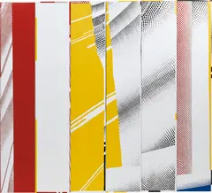 Jonathan Horowitz, Group Self-portrait in "Mirror #3 (Six Panels)" (Mary, Mike, Gil, Jan, Ryan, Emet), 2014, acrylic on canvas, in 6 parts