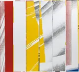 Jonathan Horowitz, Group Self-portrait in "Mirror #3 (Six Panels)" (Mary, Mike, Gil, Jan, Ryan, Emet), 2014, acrylic on canvas, in 6 parts