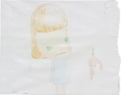 Yoshitomo Nara, Untitled, 2000, pastel and pencil on the reverse of a primed envelope