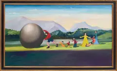 George Condo, Voyage of Sisyphus, 1995, oil on canvas, in artist's frame