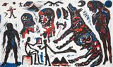 A. R. Penck, Landung auf einem Planeten, 1983, oil and acrylic on canvas