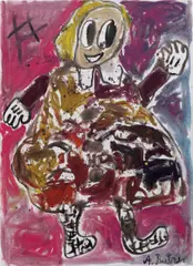Untitled (Mädchen) by André Butzer, 2007, oil on canvas, sold Jun 2017