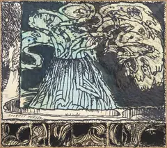 Pierre Alechinsky, Bouquet Persique, 1983, ink on paper laid on canvas
