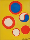 The Five Red Circles, Filled Variously by Alexander Calder, 1973, gouache on paper laid on paperboard, sold Jun 2017