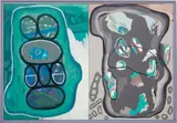 Luis Gordillo, !Idiota, eres tu mismo¡, 1984, oil on canvas, in two parts, in artist's frame