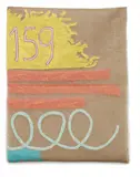 Giorgio Griffa, Tre linee con arabesco n.159, 1991, acrylic on jute