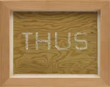 Ed Ruscha, Thus, 2007, oil on printed canvas support, in artist's frame