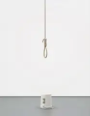 Liza Lou, Stairway to Heaven I, 2005, synthetic resin, steel, fiber glass, glass pearls, bucket and rope, in 2 parts