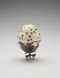 Aleksandra Mir, Fabergé Egg, 2005, fiber-tipped pen on ostrich egg shell with metal stand