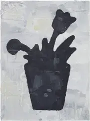 Family Planning #1 by Donald Baechler, 1997-2002, acrylic and fabric collage on canvas, sold Jun 2017