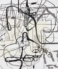 Untitled by Albert Oehlen, 2008, spray paint, inkjet, oil and paper on canvas, sold Oct 2017