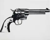 Gun (Cowboy six shooter) by Andy Warhol, 1981, synthetic polymer paint, silkscreen inks on canvas, sold Oct 2017