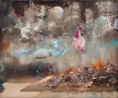 Adrian Ghenie, Burning Books, 2014, oil on canvas