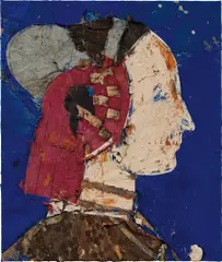 Manolo Valdés, Perfil con Fondo Azul, 1994, oil on burlap