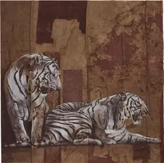 Luca Pignatelli, Tigre, 2013, acrylic, rope and steel on burlap collage