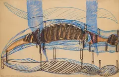 Mario Merz, Chambres d'amis, 1986, pastel on paper