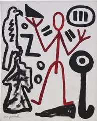 Untitled by A. R. Penck, 1973, acrylic on canvas, sold Oct 2017