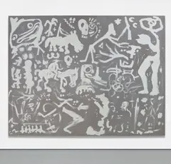 A. R. Penck, Belagerung und Einnahme von Beirut I, 1982, acrylic on canvas