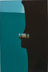 Ivan Chuikov, #19 from the series 'POSTCARD FRAGMENTS', 2004, paper collage and alkyd enamel on masonite
