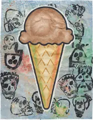 Brown Cone by Donald Baechler, 2008, gesso, Flashe and paper collage on paper, sold Oct 2017