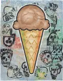 Donald Baechler, Brown Cone, 2008, gesso, Flashe and paper collage on paper