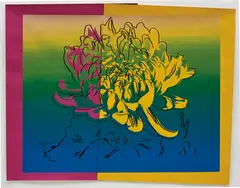 Kiku by Andy Warhol, 1983, silkscreen ink and paper collage laid on board, sold Oct 2017