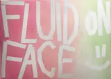 Eddie Peake, Fluid On Face, 2013, spray paint on polished stainless steel