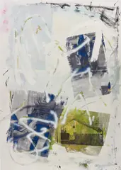 Merrit Island by Leo Gabin, 2013, lacquer, spray paint, acrylic and silkscreen on canvas, sold Oct 2017