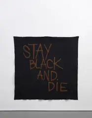 Stay Black and Die by Rashid Johnson, 2005, spray paint on felt, sold Dec 2017