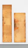 Walead Beshty, Copper Surrogate, 2011, polished copper on wood, in 2 parts