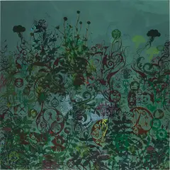 Another Forrest by Ryan McGinness, 2006, acrylic and silkscreen on panel, sold Dec 2017