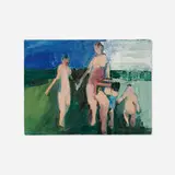 Theophilus Brown, Untitled (Figures), 1957, oil on board